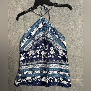 Ann Taylor Loft Women Size 6 Petite Blue‎ Y2K Halter Sleeveless Top